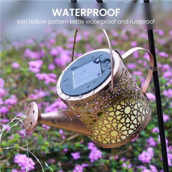 Solar Lights Outdoor Decorative Metal Solar Watering Can Lights Waterproof - Picture 6 of 7